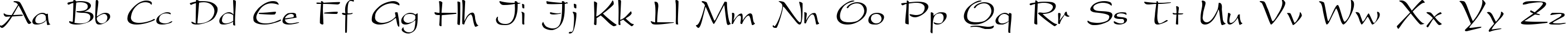 Пример написания английского алфавита шрифтом PresentScript Cyrillic