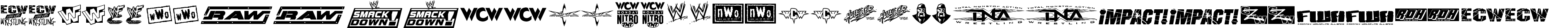 Пример написания английского алфавита шрифтом Pro Wrestling Logos