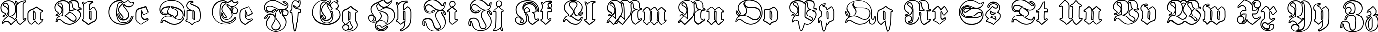 Пример написания английского алфавита шрифтом Proclamate Outline Heavy