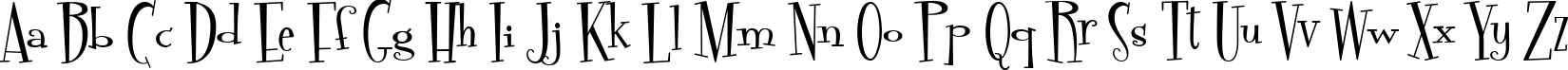 Пример написания английского алфавита шрифтом Pudelina
