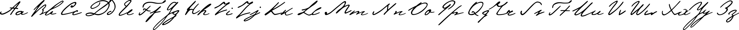 Пример написания английского алфавита шрифтом Pushkin