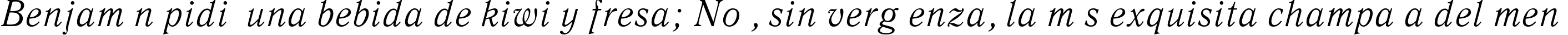 Пример написания шрифтом QuantAntiquaC Italic текста на испанском