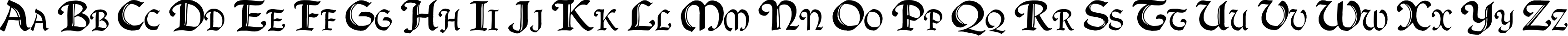 Пример написания английского алфавита шрифтом QuillCapitals