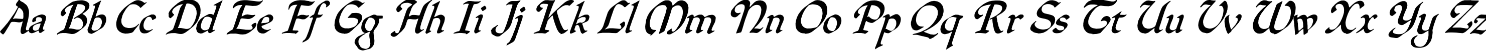 Пример написания английского алфавита шрифтом QuillOblique