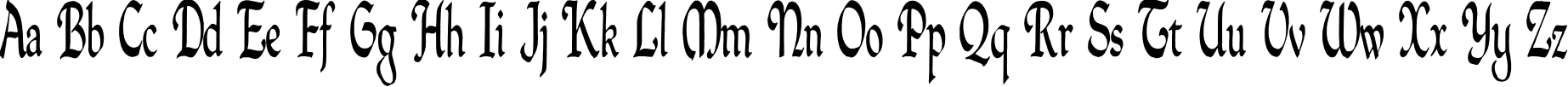 Пример написания английского алфавита шрифтом QuillPerpendicularCondensed