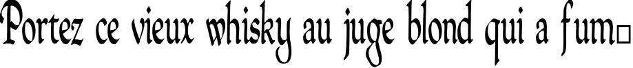 Пример написания шрифтом QuillPerpendicularCondensed текста на французском