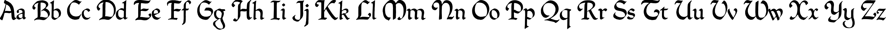 Пример написания английского алфавита шрифтом QuillPerpendicularRegular