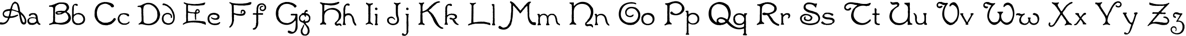 Пример написания английского алфавита шрифтом Radaern