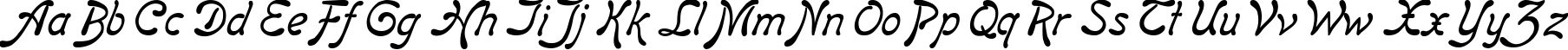 Пример написания английского алфавита шрифтом Regina Kursiv Italic