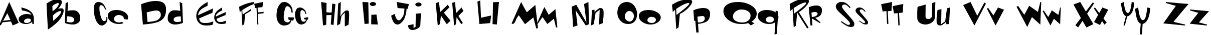 Пример написания английского алфавита шрифтом Ren & Stimpy