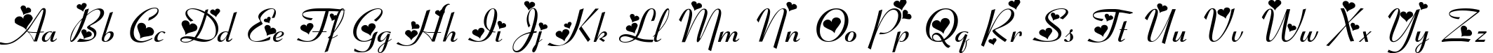 Пример написания английского алфавита шрифтом Ribbon Heart