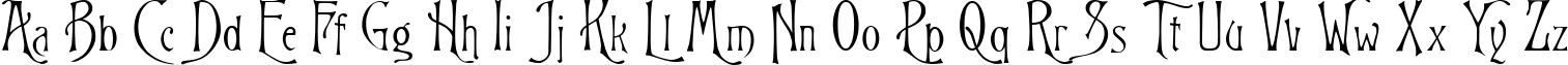 Пример написания английского алфавита шрифтом Rigoletto