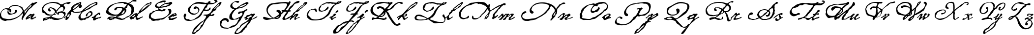 Пример написания английского алфавита шрифтом Roanoke Script