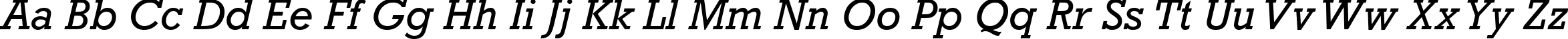 Пример написания английского алфавита шрифтом Rockwell Italic
