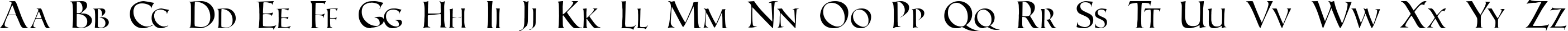 Пример написания английского алфавита шрифтом Roman Caps