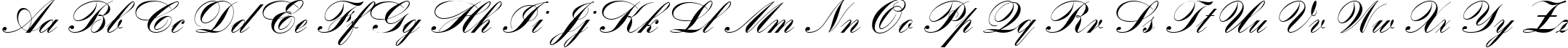 Пример написания английского алфавита шрифтом Romantica script