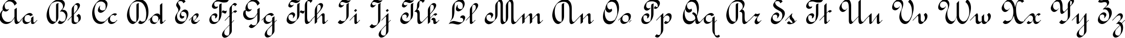 Пример написания английского алфавита шрифтом Rondo Calligraphic