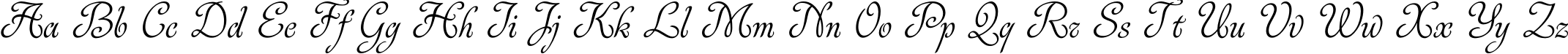 Пример написания английского алфавита шрифтом Rosabella