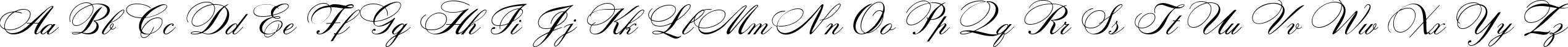 Пример написания английского алфавита шрифтом Rosamunda Two