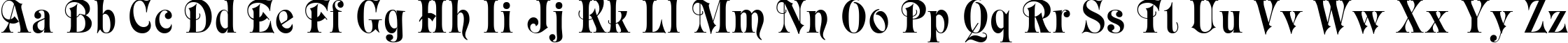 Пример написания английского алфавита шрифтом Rubius