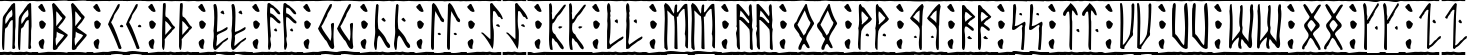 Пример написания английского алфавита шрифтом Runic