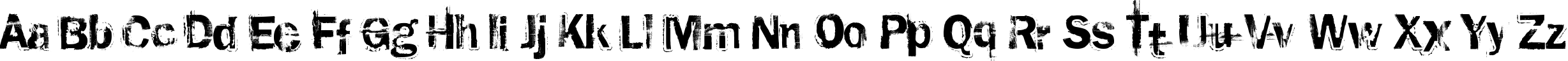 Пример написания английского алфавита шрифтом rusted plastic