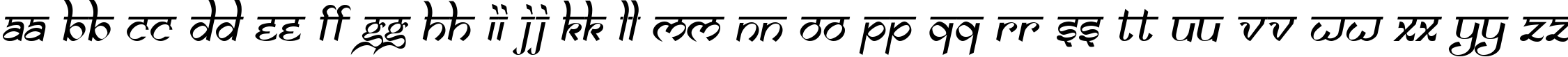 Пример написания английского алфавита шрифтом Samarkan Oblique