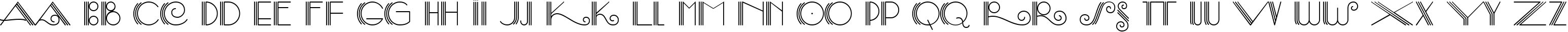 Пример написания английского алфавита шрифтом Samba DecorC