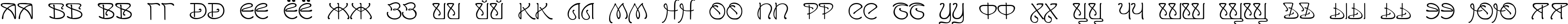 Пример написания русского алфавита шрифтом San Remo