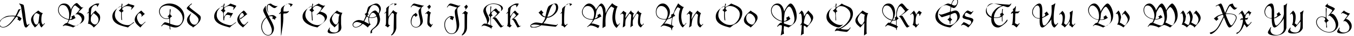 Пример написания английского алфавита шрифтом Sanasoft Gothic.kz