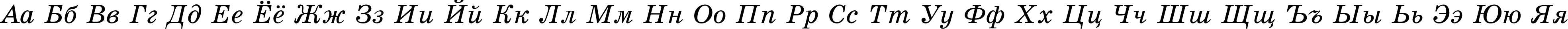 Пример написания русского алфавита шрифтом SchoolBookAC Italic