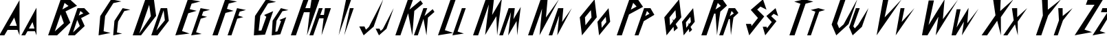 Пример написания английского алфавита шрифтом Schrill AOE Oblique