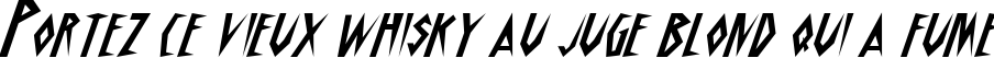 Пример написания шрифтом Schrill AOE Oblique текста на французском