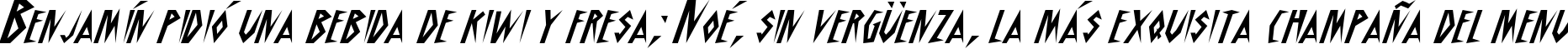 Пример написания шрифтом Schrill AOE Oblique текста на испанском