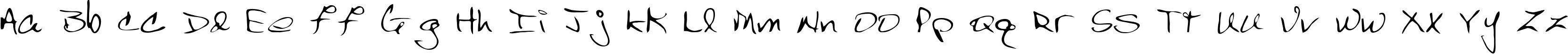 Пример написания английского алфавита шрифтом Scrawl