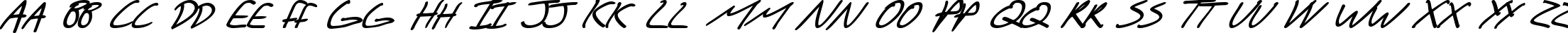 Пример написания английского алфавита шрифтом SF Scribbled Sans SC Bold Italic
