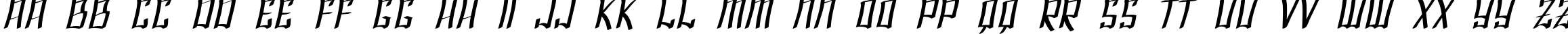 Пример написания английского алфавита шрифтом SF Shai Fontai Extended Oblique