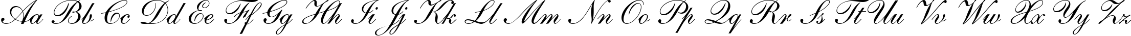 Пример написания английского алфавита шрифтом Shelley Andante BT