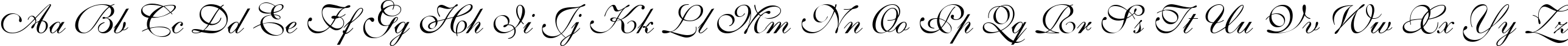 Пример написания английского алфавита шрифтом Shelley Volante BT