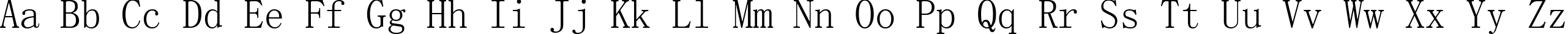 Пример написания английского алфавита шрифтом SimSun