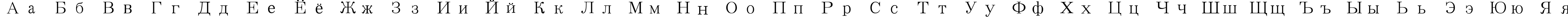 Пример написания русского алфавита шрифтом SimSun
