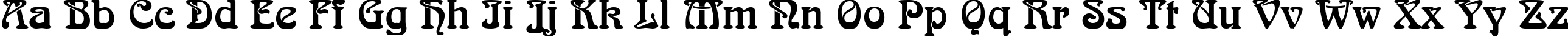 Пример написания английского алфавита шрифтом SkazkaForSerge Medium