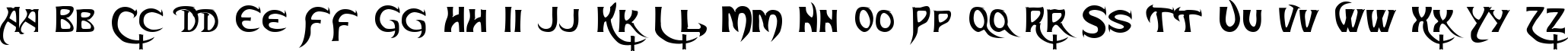 Пример написания английского алфавита шрифтом Skeksis Normal