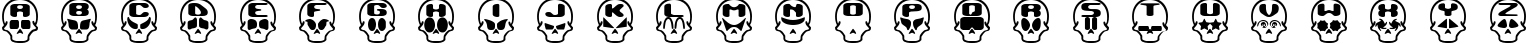 Пример написания английского алфавита шрифтом Skull Capz (BRK)