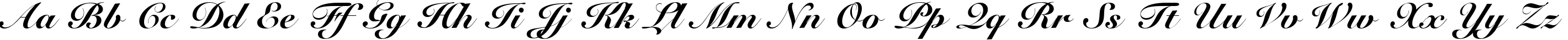 Пример написания английского алфавита шрифтом Snell Black BT