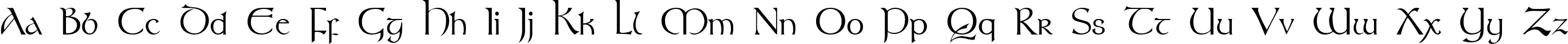Пример написания английского алфавита шрифтом Stonehenge