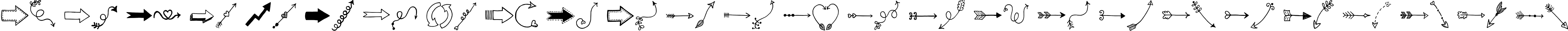 Пример написания английского алфавита шрифтом Tanaestel Doodle Arrows Regular