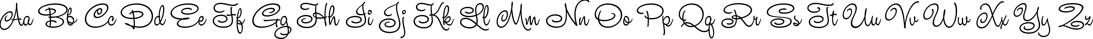 Пример написания английского алфавита шрифтом Teddy Bear