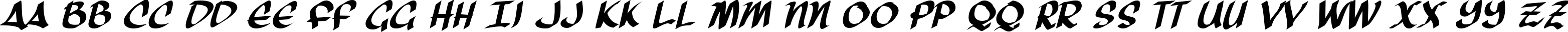 Пример написания английского алфавита шрифтом Three Arrows Italic