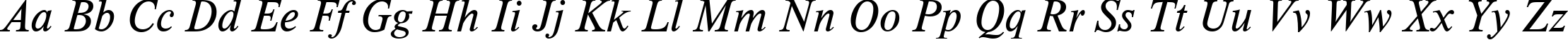 Пример написания английского алфавита шрифтом TimelessTCYLig Italic